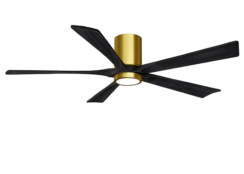 Matthews Fan Company Irene IR5HLK-BRBR-BK-60 60``Ceiling Fan, Brushed Brass Finish - LightingWellCo