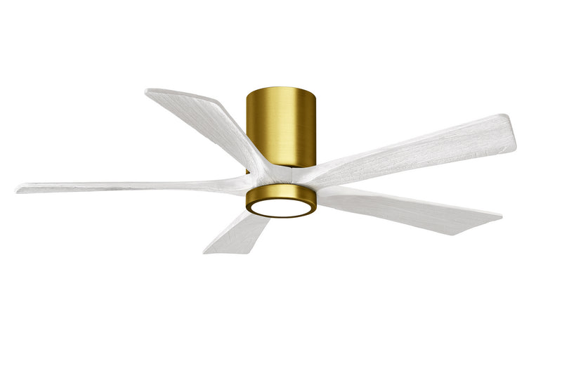 Matthews Fan Company Irene IR5HLK-BRBR-MWH-52 52``Ceiling Fan, Brushed Brass Finish - LightingWellCo