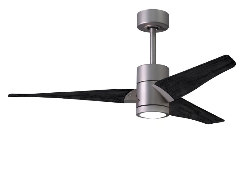 Matthews Fan Company Super Janet SJ-BN-BK-52 52``Ceiling Fan, Brushed Nickel Finish - LightingWellCo