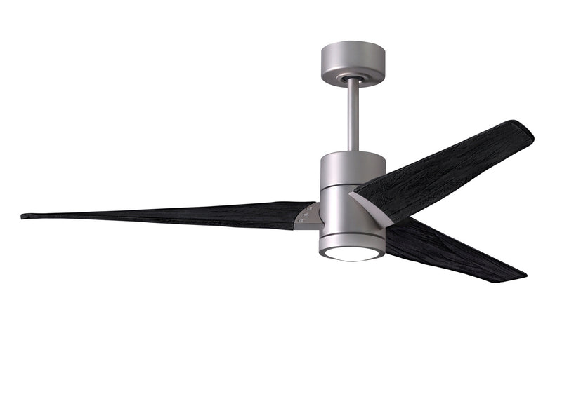 Matthews Fan Company Super Janet SJ-BN-BK-60 60``Ceiling Fan, Brushed Nickel Finish - LightingWellCo