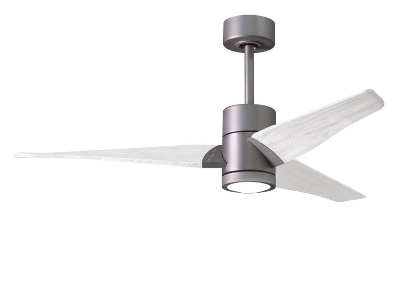 Matthews Fan Company Super Janet SJ-BN-MWH-52 52``Ceiling Fan, Brushed Nickel Finish - LightingWellCo