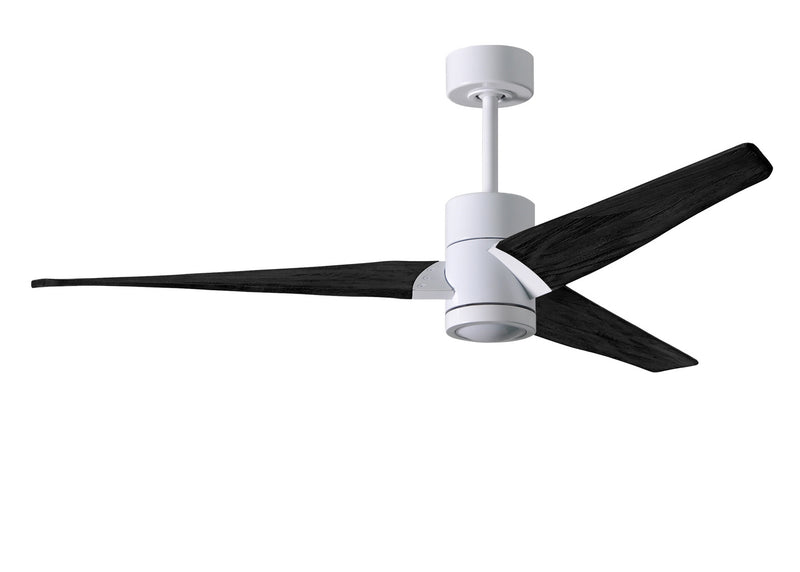 Matthews Fan Company Super Janet SJ-WH-BK-60 60``Ceiling Fan, Gloss White Finish - LightingWellCo