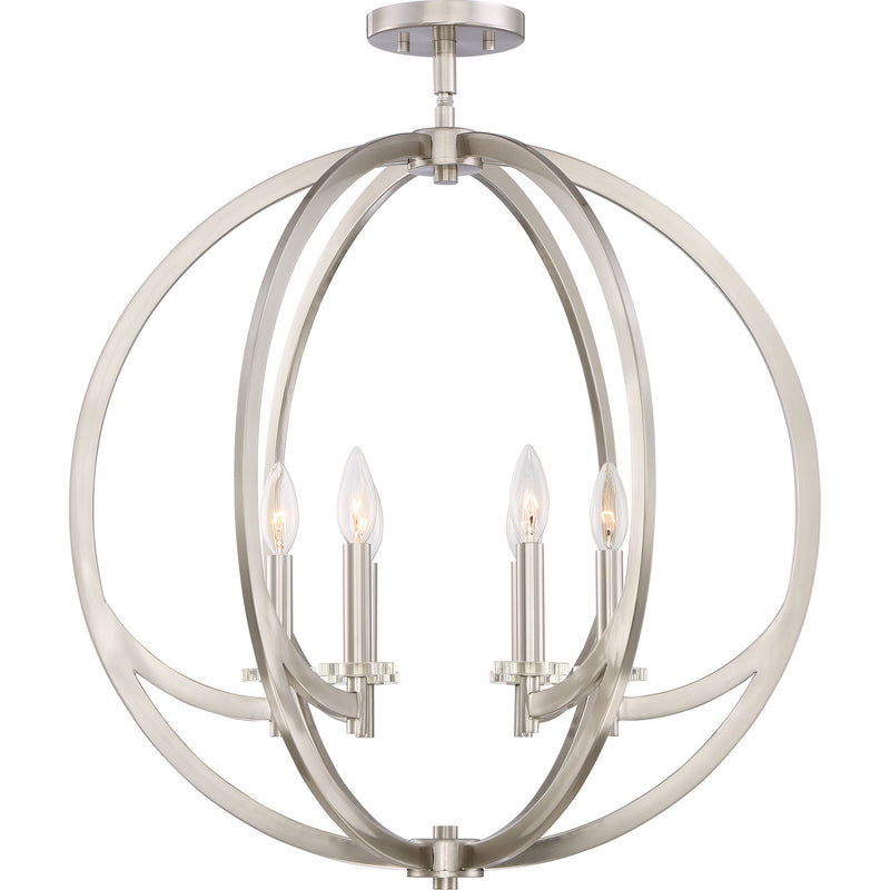 Quoizel ON1724BN Six Light Semi-Flush Mount, Brushed Nickel Finish - LightingWellCo