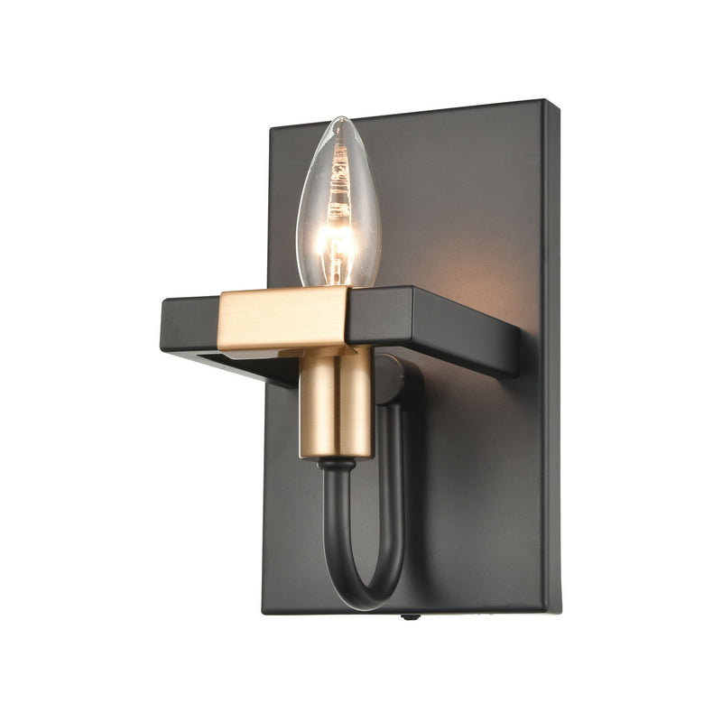 ELK Home 15451/1 One Light Vanity, Matte Black, Satin Brass, Satin Brass Finish - At LightingWellCo