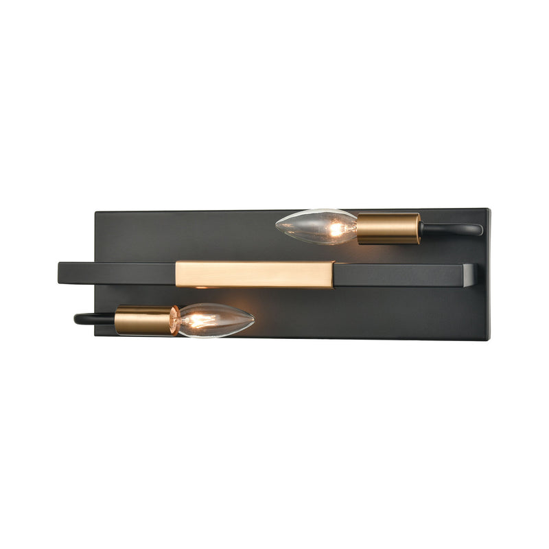 ELK Home 15452/2 Two Light Vanity, Matte Black, Satin Brass, Satin Brass Finish - At LightingWellCo