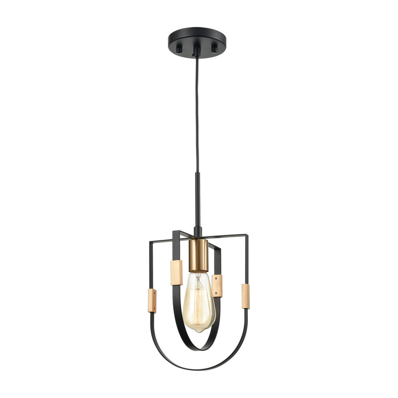 ELK Home 15455/1 One Light Mini Pendant, Matte Black, Satin Brass, Satin Brass Finish - At LightingWellCo