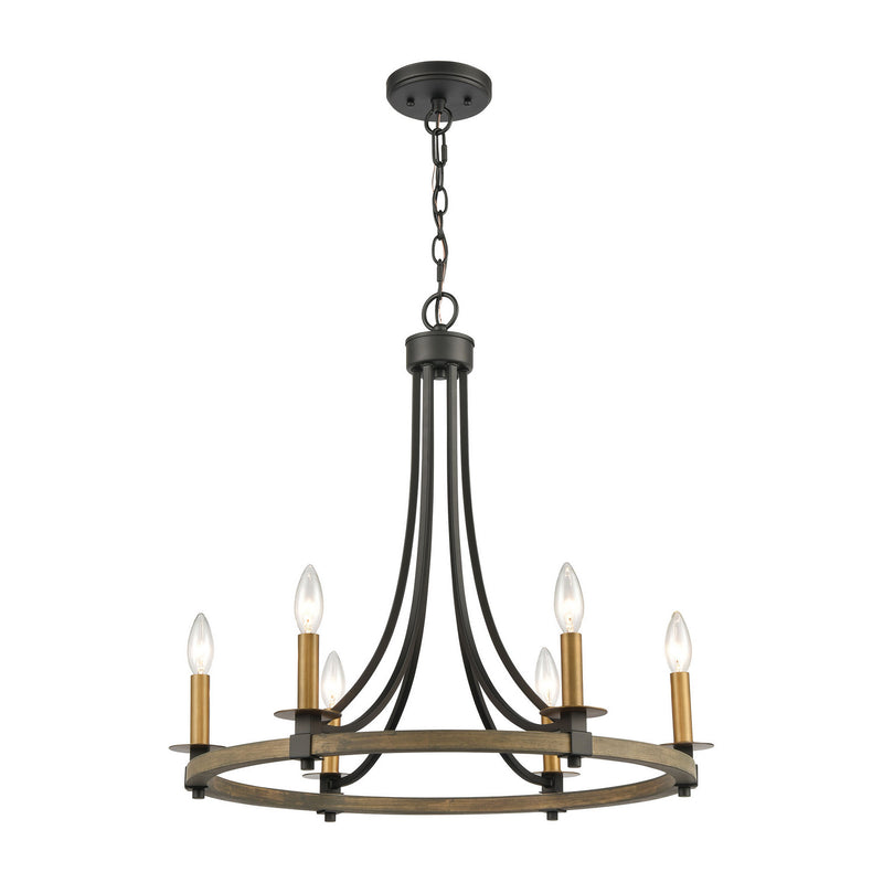 ELK Home 16548/6 Six Light Chandelier, Matte Black Finish - At LightingWellCo