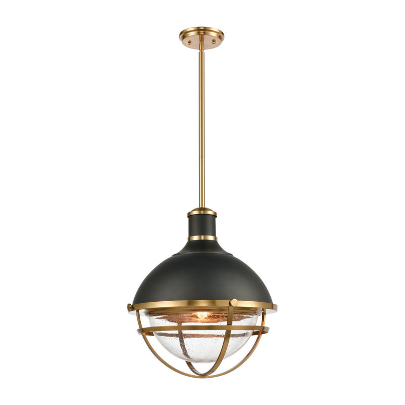 ELK Home 16575/1 One Light Pendant, Matte Black, Satin Brass, Satin Brass Finish - At LightingWellCo