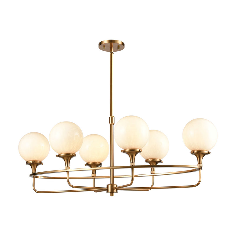 ELK Home 30147/6 Six Light Island Pendant, Satin Brass Finish - At LightingWellCo