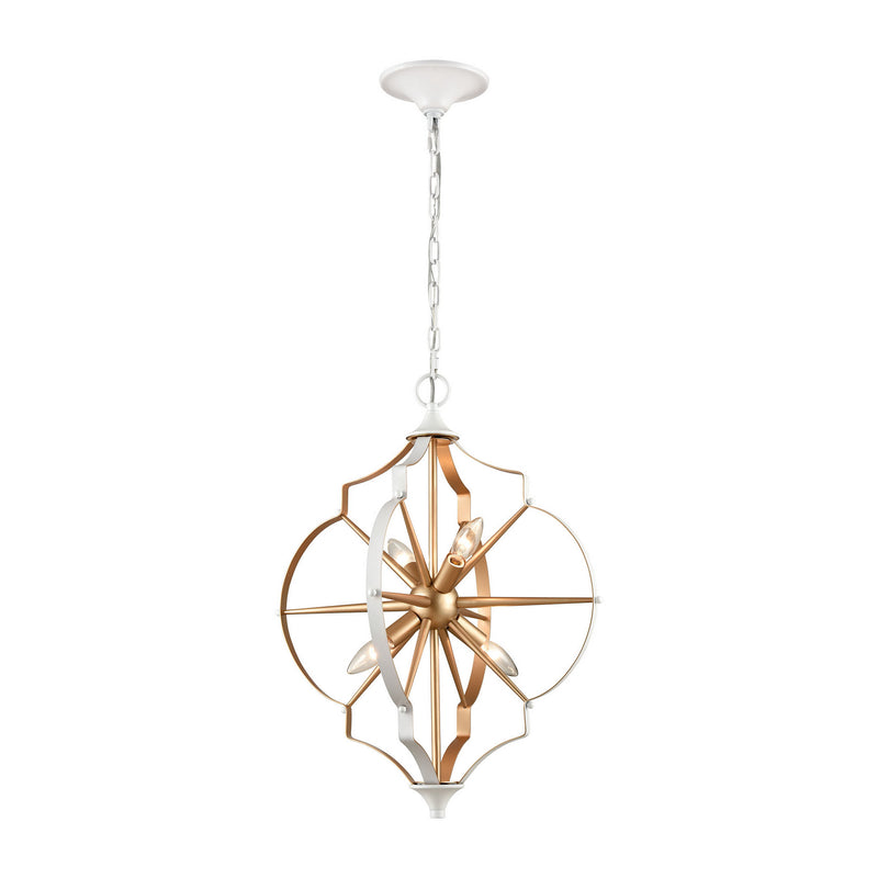 ELK Home 33395/4 Four Light Chandelier, Gold, White, White Finish - At LightingWellCo