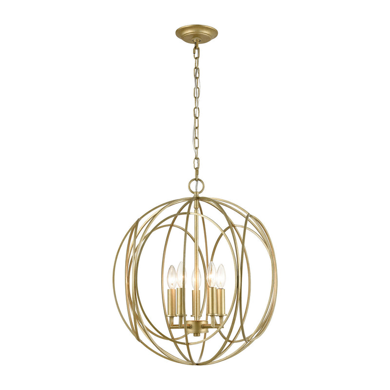 ELK Home 33416/5 Five Light Chandelier, Golden Silver Finish - At LightingWellCo