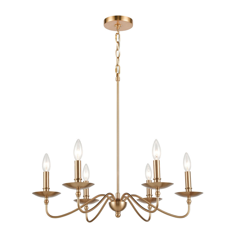 ELK Home 46796/6 Six Light Chandelier, Burnished Brass Finish - At LightingWellCo