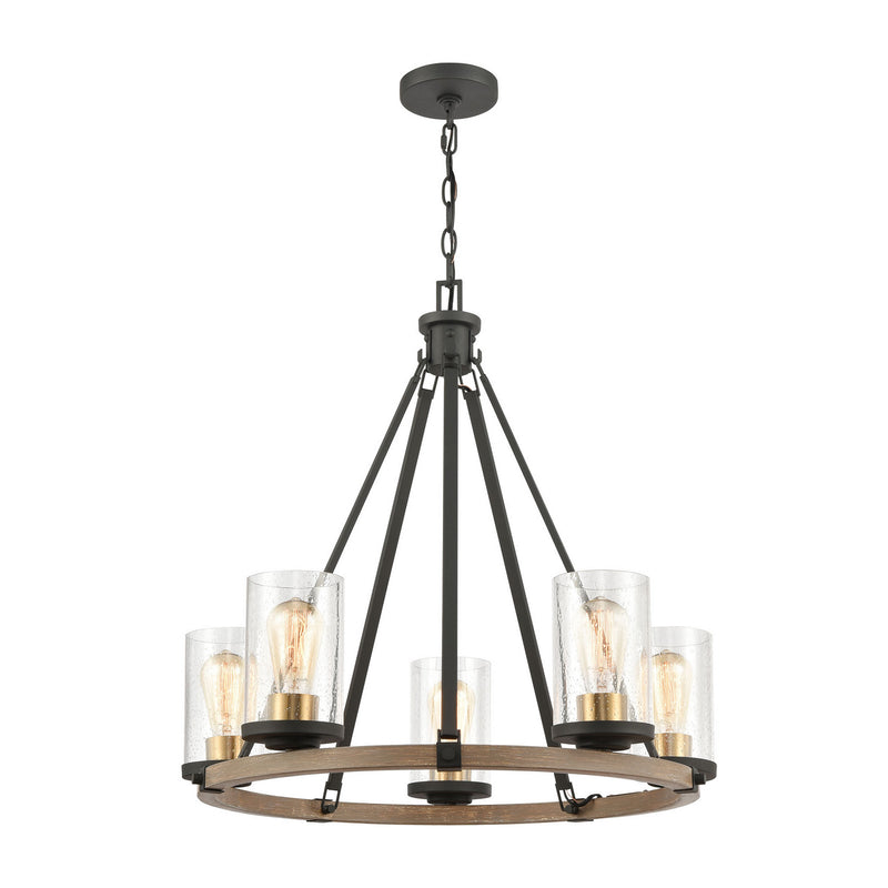 ELK Home 47289/5 Five Light Chandelier, Burnished Brass Finish - At LightingWellCo