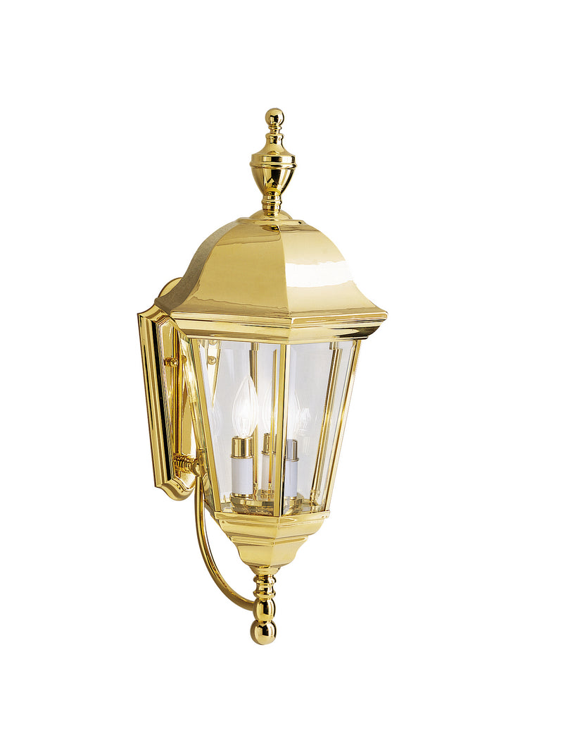 Kichler 9489PB Three Light Outdoor Wall Mount, Polished Brass Finish - LightingWellCo