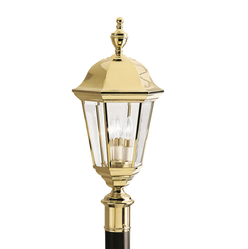 Kichler 9989PB Three Light Outdoor Post Mount, Polished Brass Finish - LightingWellCo