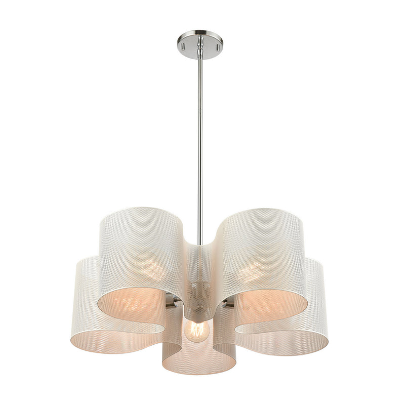 ELK Home 60154/5 Five Light Chandelier, Matte White, Polished Chrome, Polished Chrome Finish - At LightingWellCo