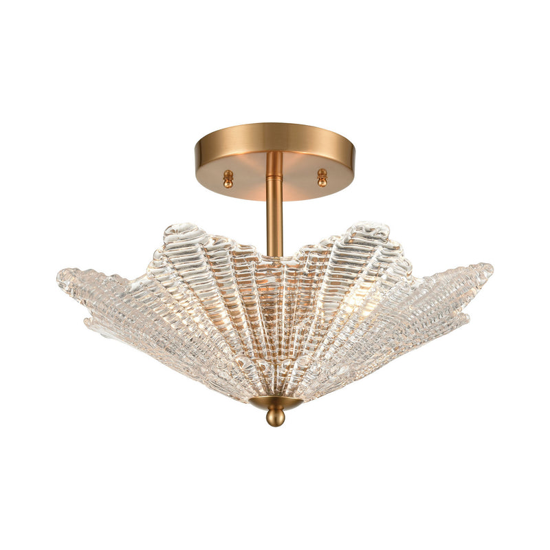 ELK Home 60164/3 Three Light Semi Flush Mount, Satin Brass Finish - At LightingWellCo