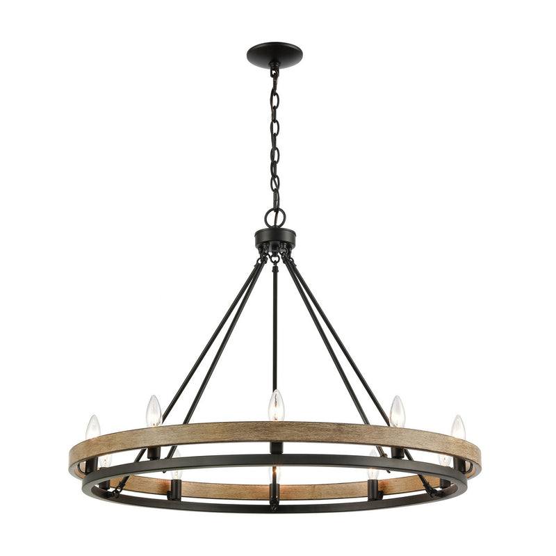 ELK Home 75057/10 Ten Light Chandelier, Matte Black, Aspen, Aspen Finish - At LightingWellCo