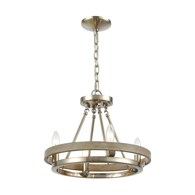 ELK Home 75064/4 Four Light Chandelier, Satin Nickel, Beechwood, Beechwood Finish - At LightingWellCo