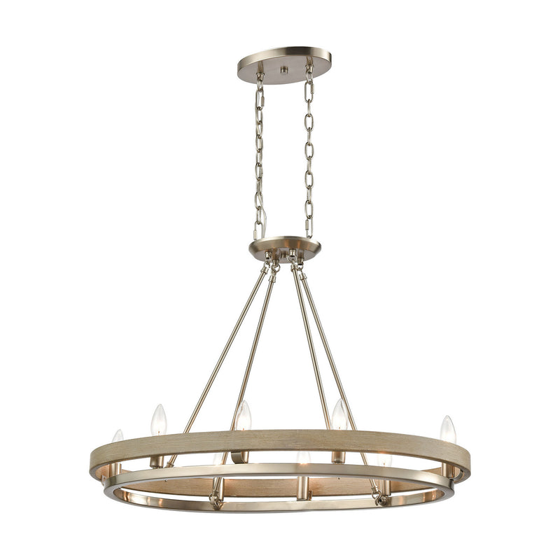 ELK Home 75065/8 Eight Light Island Pendant, Satin Nickel, Beechwood, Beechwood Finish - At LightingWellCo