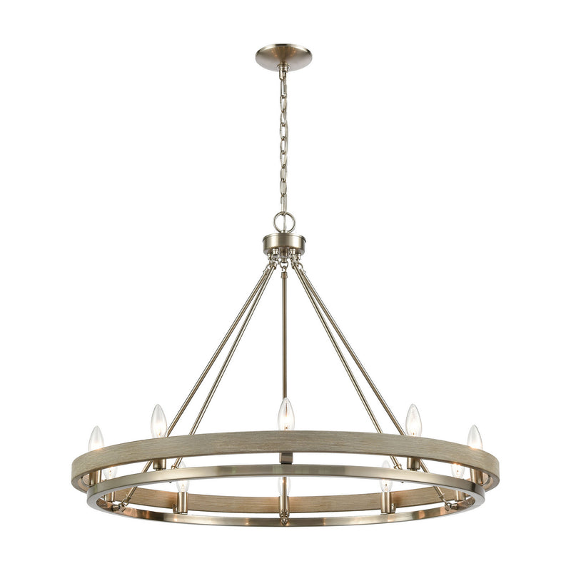 ELK Home 75067/10 Ten Light Chandelier, Satin Nickel, Beechwood, Beechwood Finish - At LightingWellCo