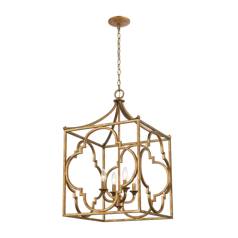 ELK Home 75126/4 Four Light Chandelier, Antique Gold Finish - At LightingWellCo