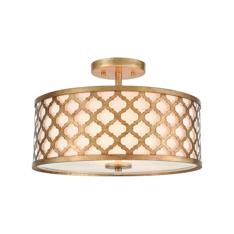 ELK Home 75135/3 Three Light Semi Flush Mount, Bronze Gold Finish - At LightingWellCo