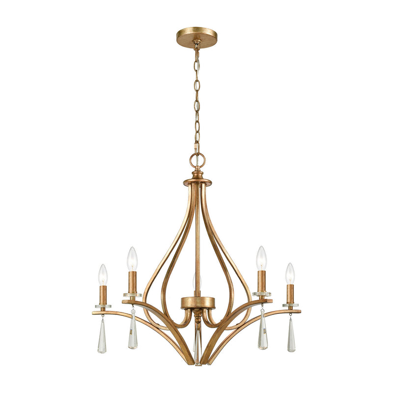 ELK Home 75147/5 Five Light Chandelier, Antique Gold Finish - At LightingWellCo