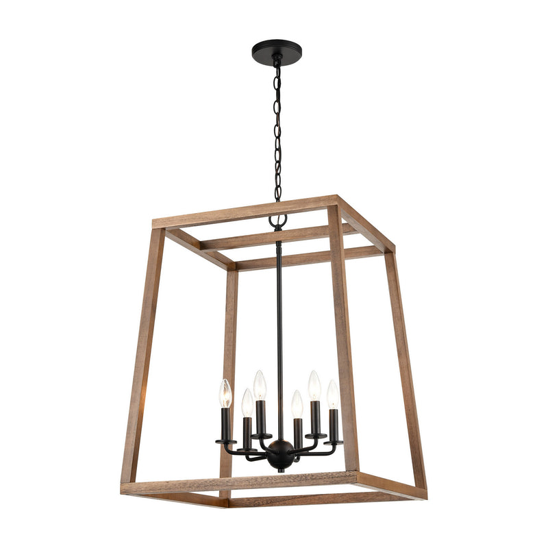 ELK Home 81416/6 Six Light Chandelier, Birchwood, Matte Black, Matte Black Finish - At LightingWellCo