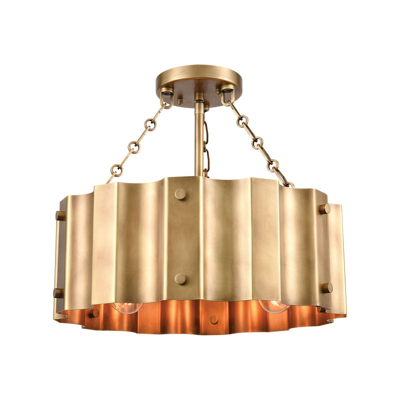 ELK Home 89066/3 Three Light Semi Flush Mount, Natural Brass Finish - At LightingWellCo