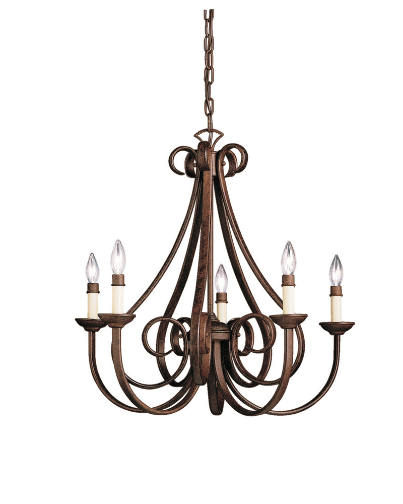 Kichler 2021TZ Five Light Chandelier, Tannery Bronze Finish - LightingWellCo