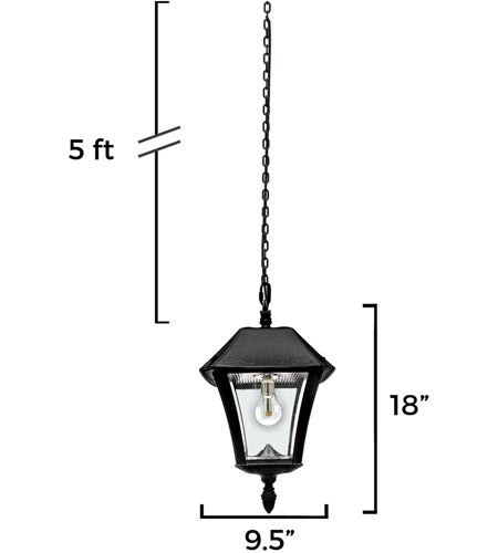 Gama Sonic GS-105B-CX Baytown II Bulb Solar Hanging Light - Black - Resin - LightingWellCo