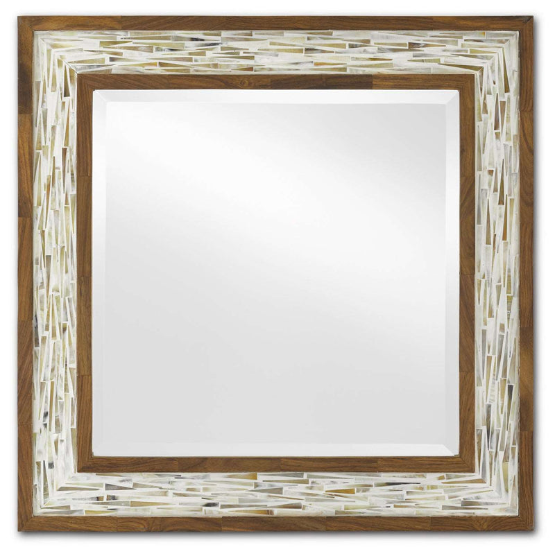 Currey and Company 1000-0078 Mirror, Natural Horn/White/Pecan/Mirror Finish - LightingWellCo