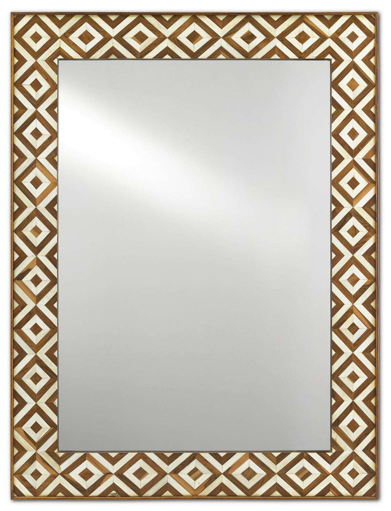 Currey and Company 1000-0091 Mirror, Natural Bone/Natural Wood/Mirror Finish - LightingWellCo