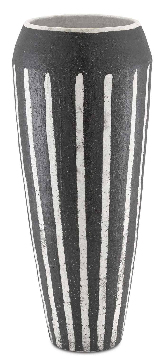 Currey and Company 1200-0317 Urn, Textured Black/White Finish - LightingWellCo