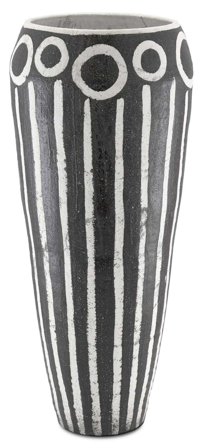 Currey and Company 1200-0318 Urn, Textured Black/White Finish - LightingWellCo