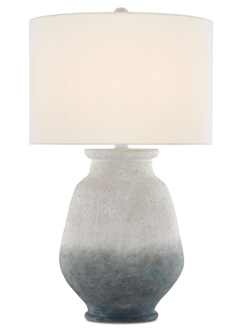 Currey and Company 6000-0538 One Light Table Lamp, Ash Ivory/Blue/Acrylic White Finish - LightingWellCo