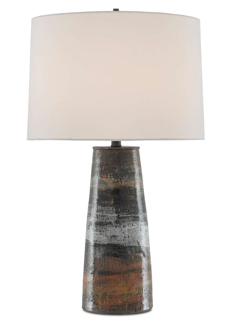 Currey and Company 6000-0571 One Light Table Lamp, Terracotta/Natural/Cloud/Black Finish - LightingWellCo