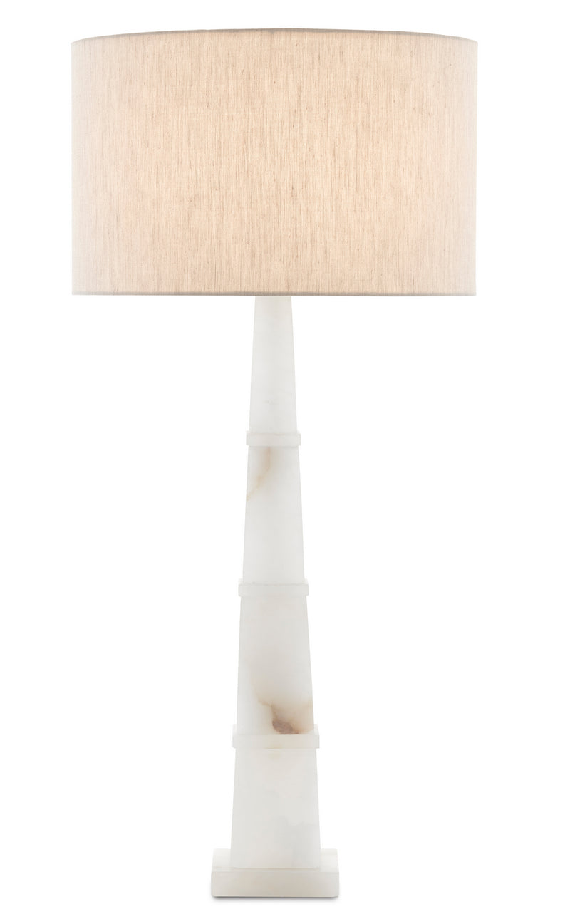 Currey and Company 6000-0595 One Light Table Lamp, Alabaster/Polished Nickel Finish - LightingWellCo