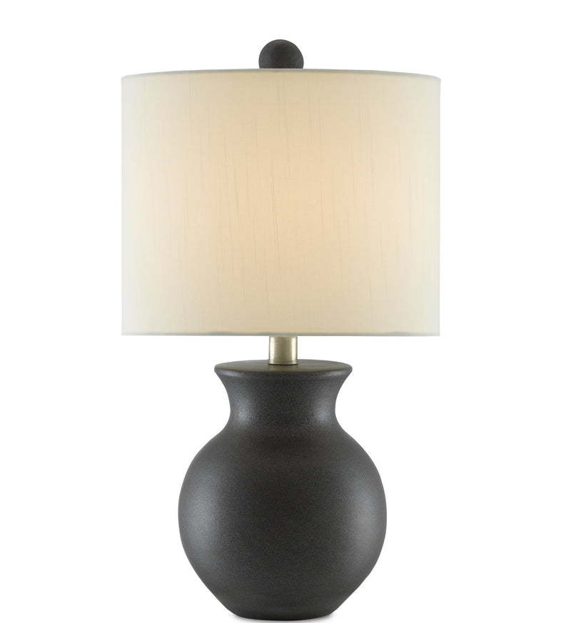 Currey and Company 6000-0620 One Light Table Lamp, Black Granite/Silver Leaf Finish - LightingWellCo