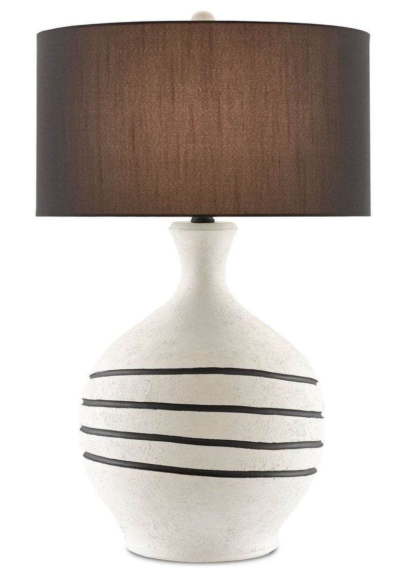 Currey and Company 6000-0622 One Light Table Lamp, Cream/Black/Blacksmith Finish - LightingWellCo