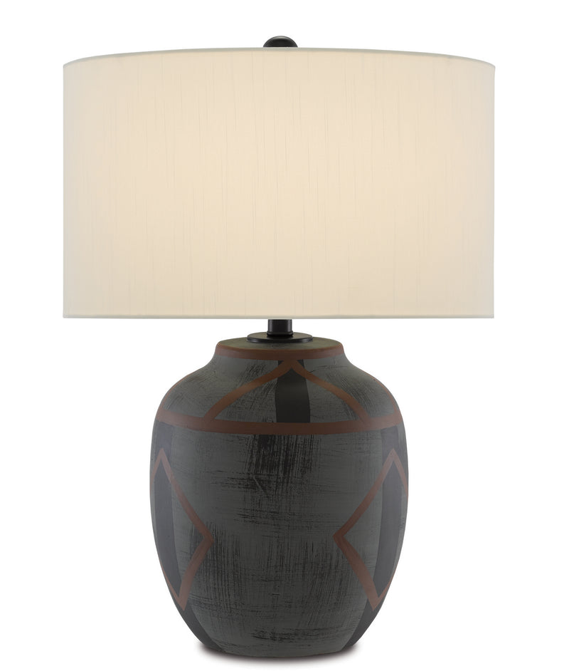 Currey and Company 6000-0641 One Light Table Lamp, Dark Blue/Matte Black Finish - LightingWellCo