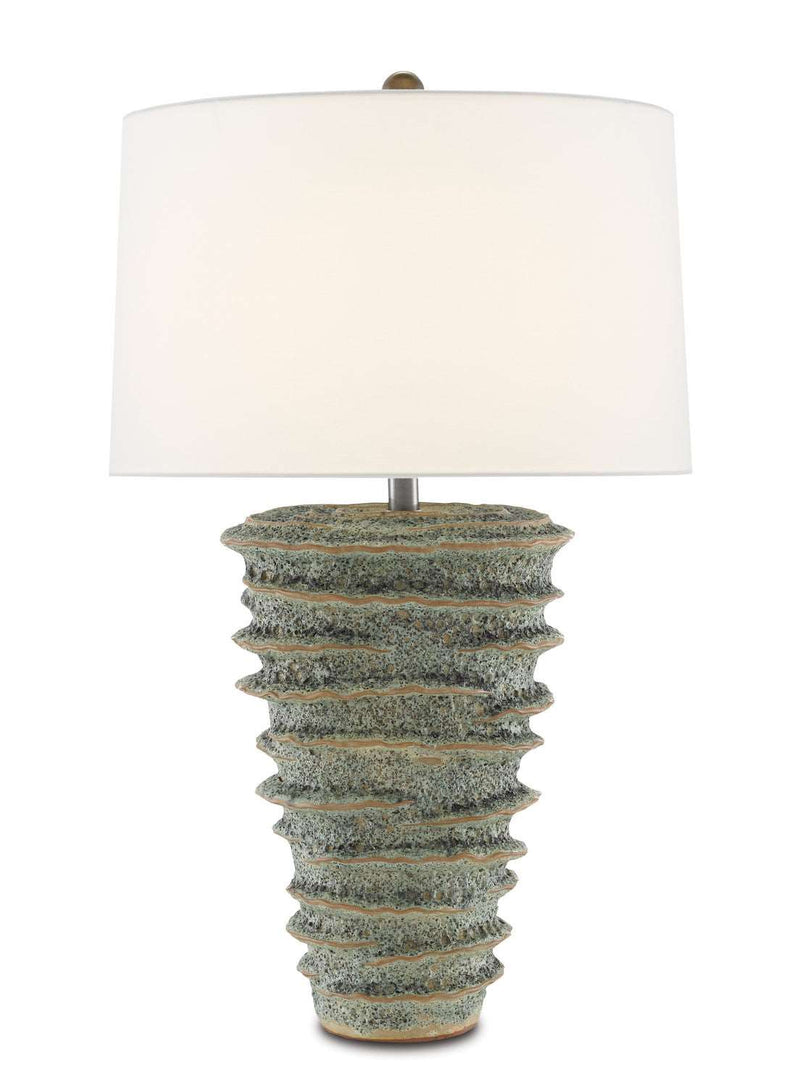 Currey and Company 6000-0682 One Light Table Lamp, Green Moss Finish - LightingWellCo