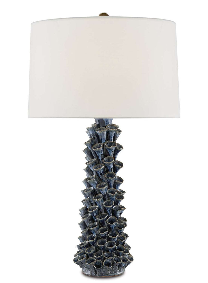 Currey and Company 6000-0683 One Light Table Lamp, Blue Drip Glaze Finish - LightingWellCo