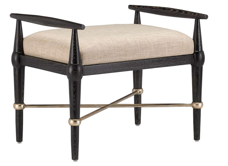 Currey and Company 7000-0062 Ottoman, Ebonized Taupe/Silver Granello Finish - LightingWellCo