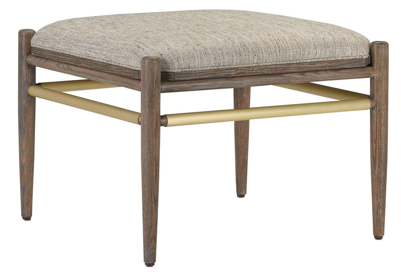 Currey and Company 7000-0282 Ottoman, Light Pepper/Brushed Brass Finish - LightingWellCo