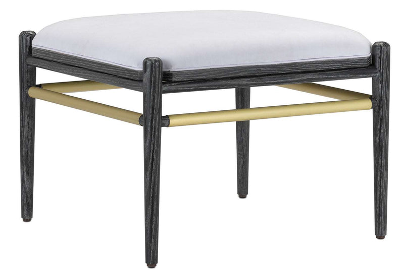 Currey and Company 7000-0291 Ottoman, Cerused Black/Brushed Brass Finish - LightingWellCo