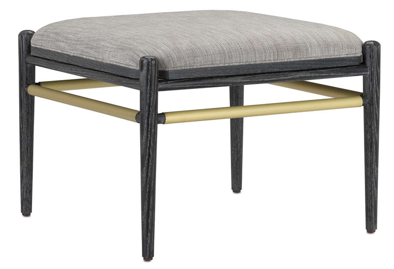 Currey and Company 7000-0292 Ottoman, Cerused Black/Brushed Brass Finish - LightingWellCo