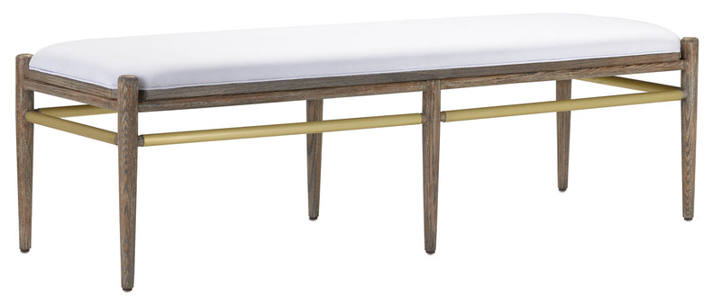 Currey and Company 7000-0301 Bench, Light Pepper/Brushed Brass Finish - LightingWellCo