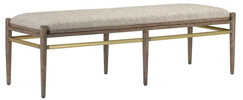 Currey and Company 7000-0302 Bench, Light Pepper/Brushed Brass Finish - LightingWellCo